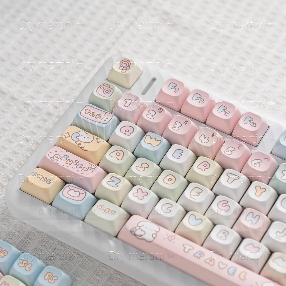 Imagem -05 - Viagem Tema Moc Keycaps Pbt 148 Chaves Grande Conjunto Completo Meninas Bonitos Cereja Gateron Interruptores mx Teclados Mecânicos
