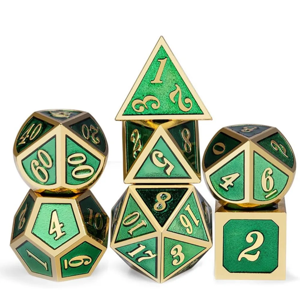 7 قطعة مجموعة النردات الرقمية المعدنية مجلس لعبة الطاولة ألعاب التفاعل لأرقام الملحقات ديكور المنزل لعب الأدوار متعدد الألوان