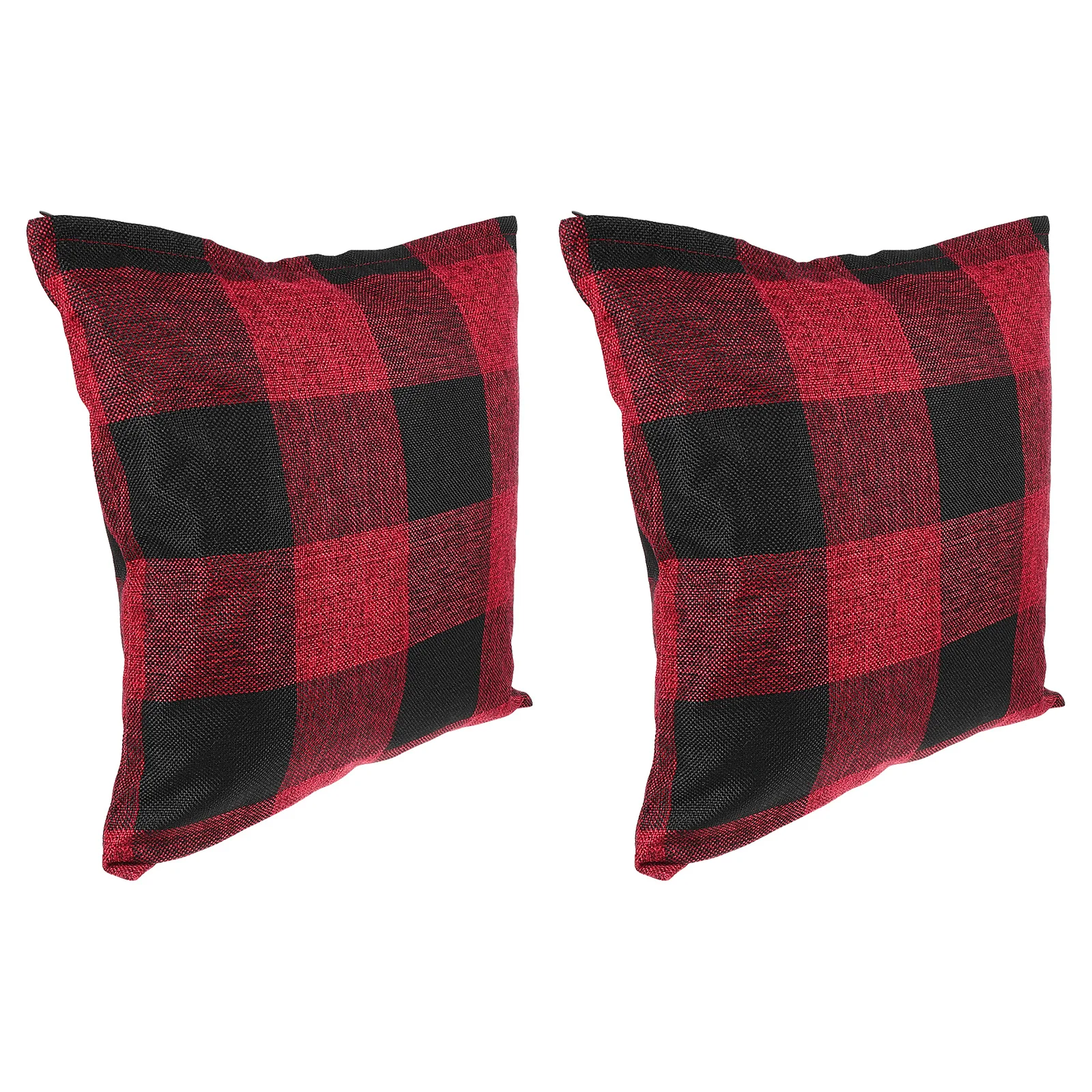 

2Pcs Pillowcase Flax Material Simple Grid Pattern Comfortable Bolster Case Protective Cover Home Sofa Cushion Case