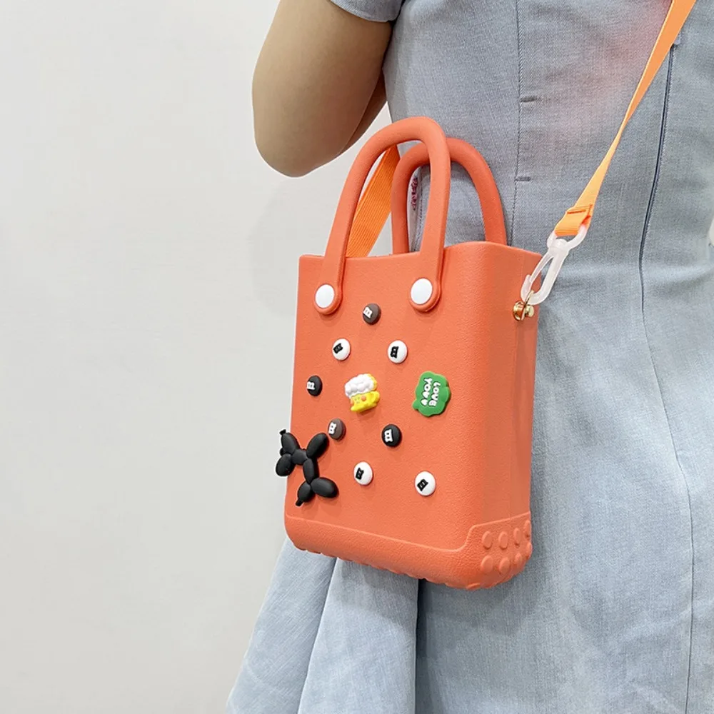 Candy Color EVA  Boggs Beach Bags Women Waterproof Cartoon Decorative Hole Sling Bag Female Simple Fashion Cute Mini Handbags