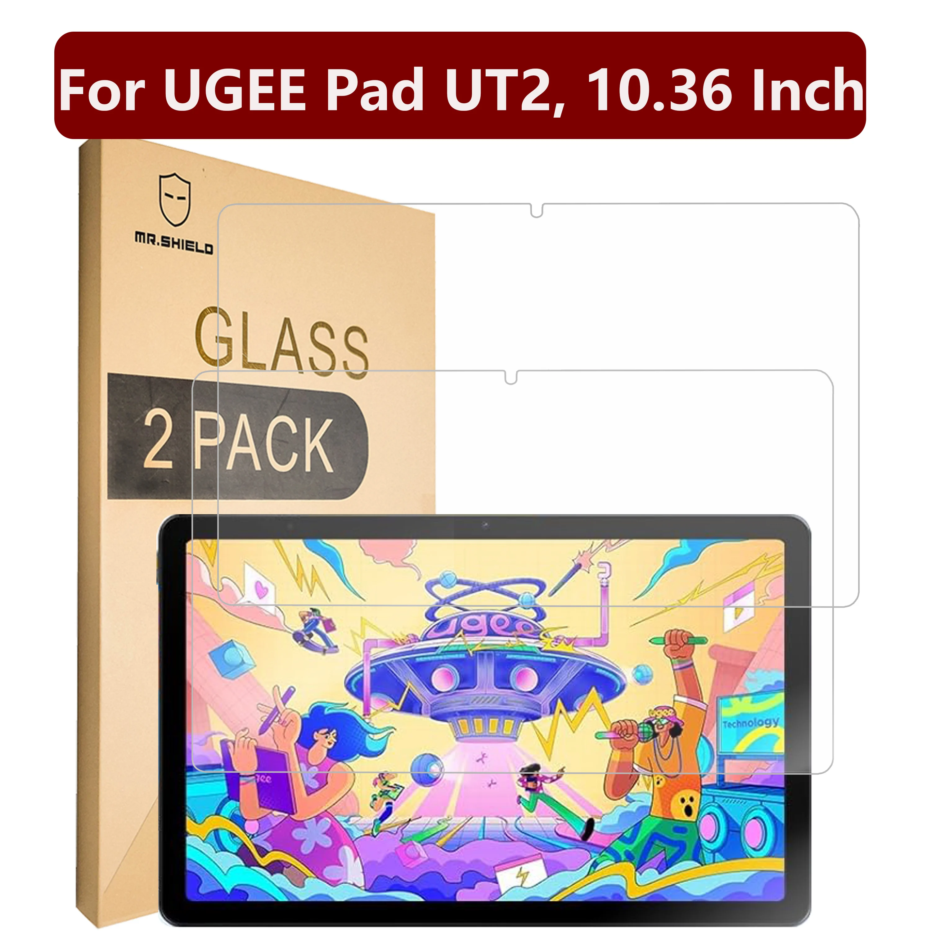 

Mr.Shield Screen Protector compatible with UGEE Pad UT2,10.36 Inch [Tempered Glass] [2-PACK] [Japan Glass with 9H Hardness]
