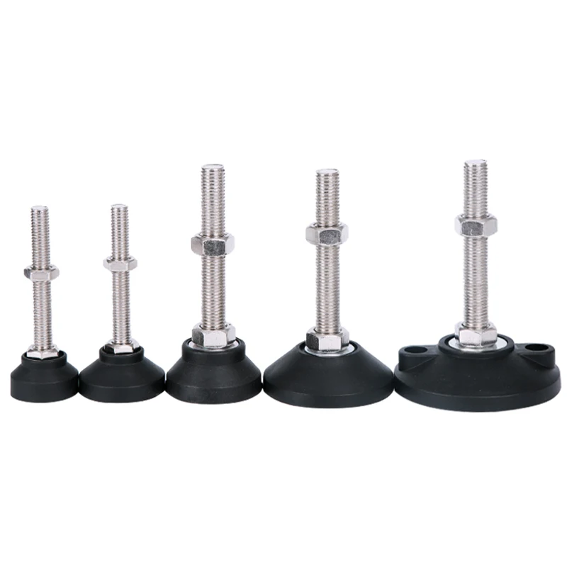 2PC M12-M24 스테인레스 스틸 나일론 조정 피트 조정 기계 도구 선반 다리 사무실 창고 선반 가구 다리