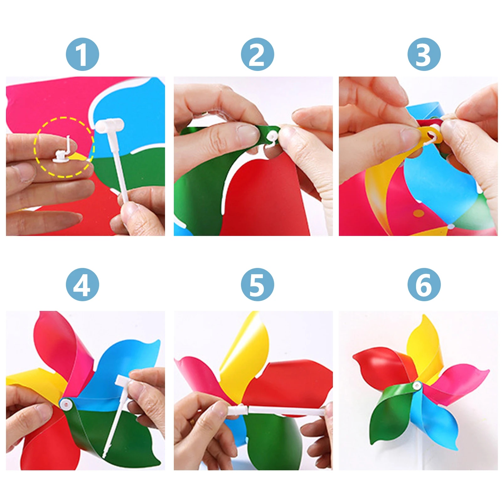 

10 Pcs Colorful Windmill Party Pinwheel Colored Handheld Diy Pinwheels Craft Kids Child
