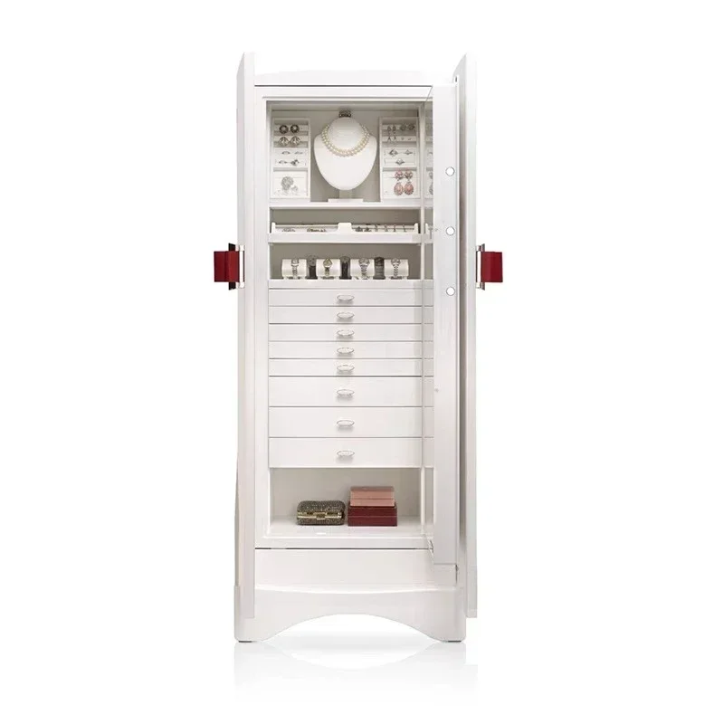 Light luxury solid wood jewelry cabinet designer bow decorative safe living room high-end handmade jewelry storage cabinet