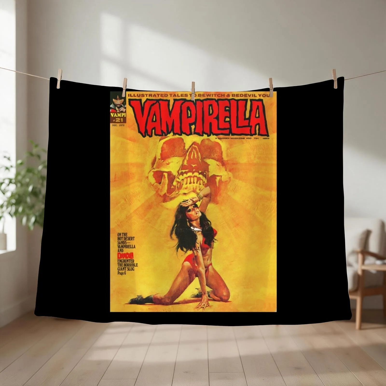 A GREAT VINTAGE VAMPIRELLA MAGAZINE COVER! Throw Blanket couch cozy soft plush fuzzy picnic outdoor blanket