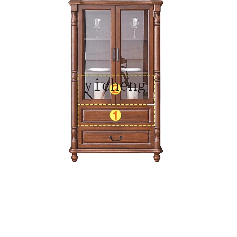 

Tqh Solid Wood Wine Cabinet Storage Display Cabinet Made of Glass Storage Integrated Clothes Closet Living Room Wall TV Cabinet