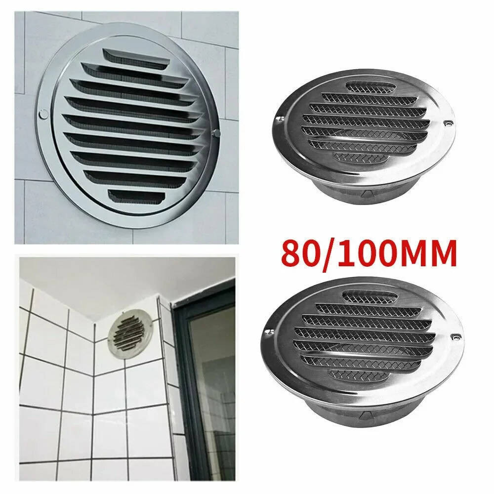 1PC Flat Round Air Vent Grill Metal Cover Circle Ducting Ventilation ⌀80mm/100mm Home Improvement Vents