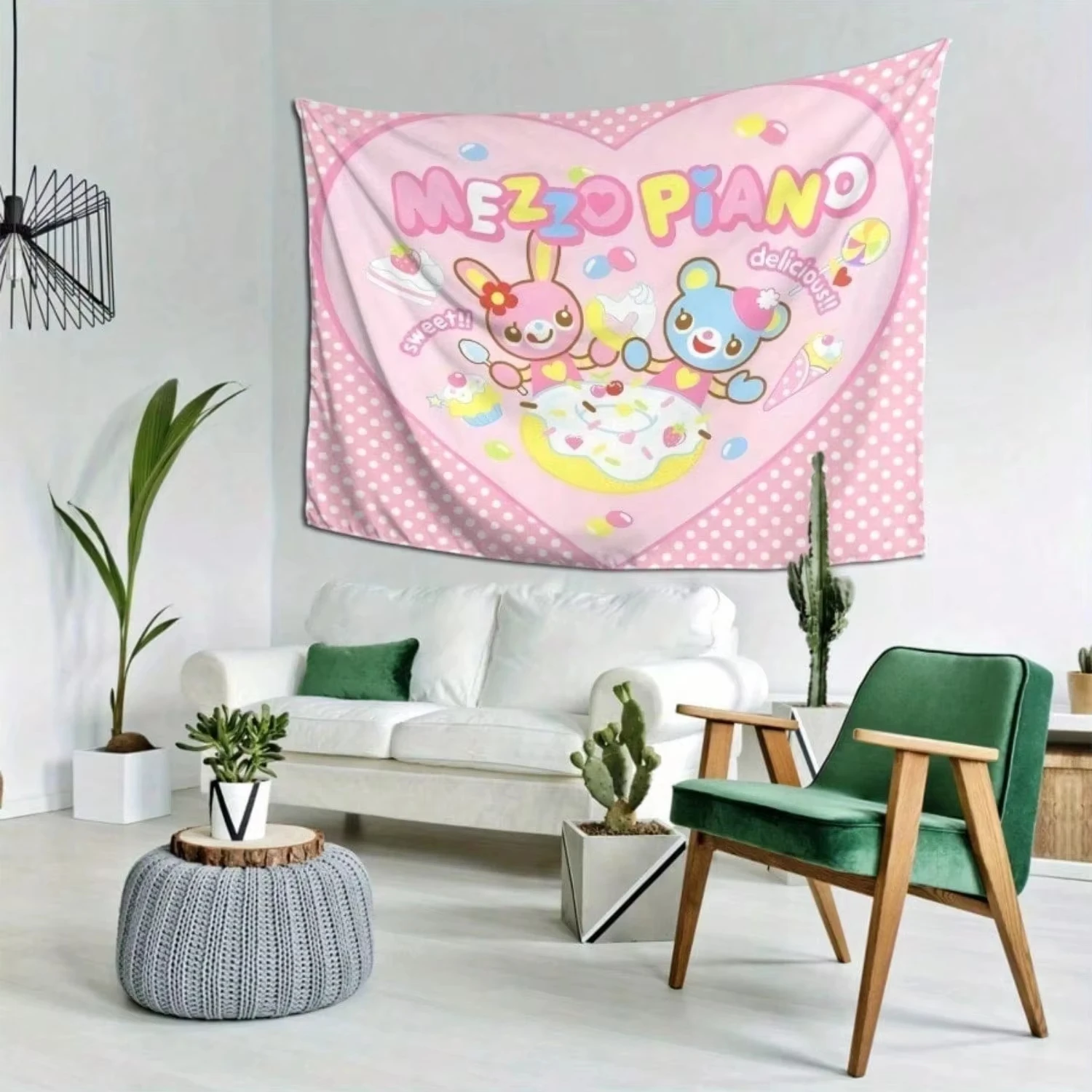 Kawaii Pastell-Wandteppich, hochwertiger 2D-Flachdruck aus Polyester, niedliche ästhetische Dekoration für Schlafzimmer und Kinderzimmer, perfektes Geschenk für – Detail 4