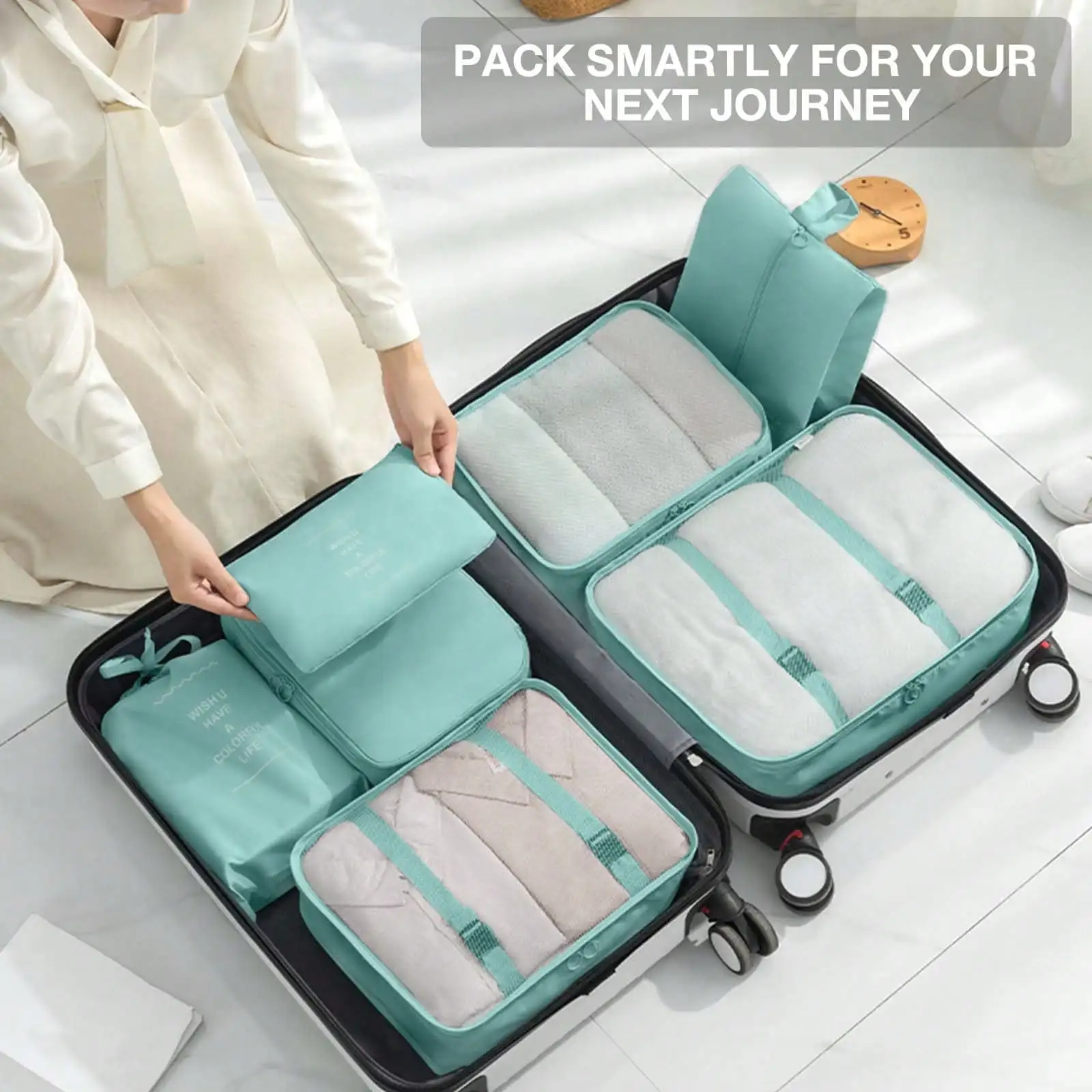 

7pcs New Travel Storage Bags Portable Suitcase Clothes Organizer Packing Cubes For Business Trip And Travel School Supplies Scho