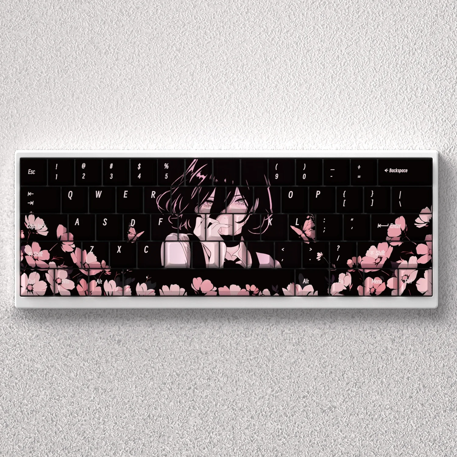 73 Keys Keycaps PBT Dye Sublimation Black Cherry Reze Chainsaw Man for 60 65 68 Mechanical Keyboard Anne Pro 2 GK61