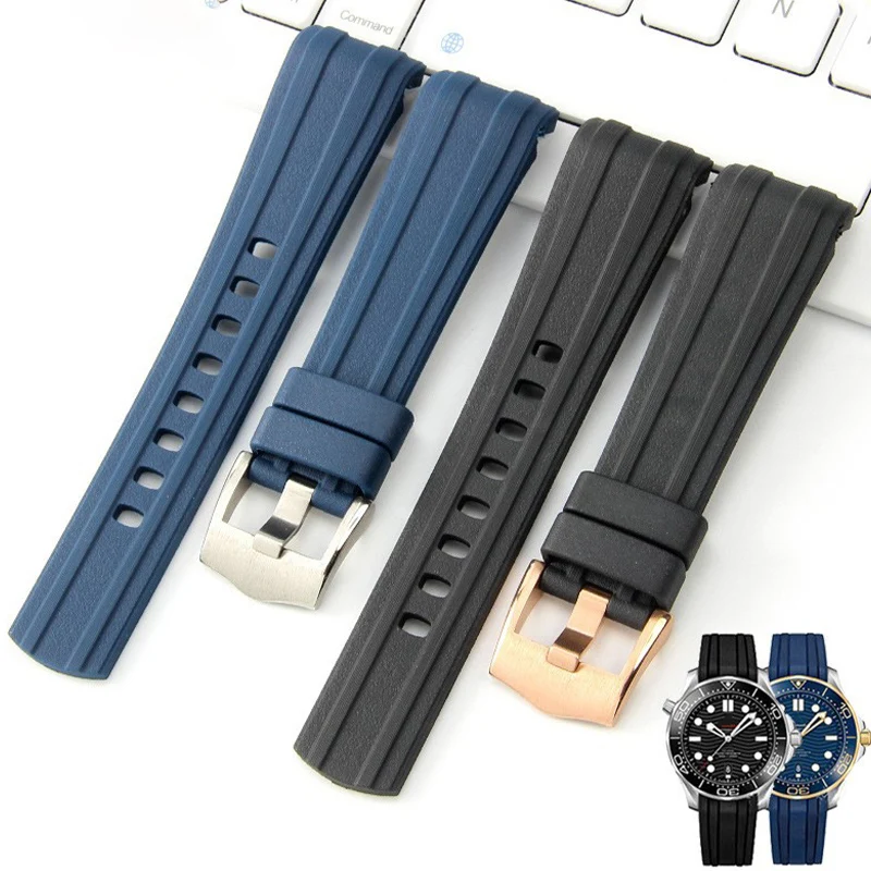 20mm Rubber Watch Strap Band Fit For Seamaster 300 Cosmic Ocean Watch Case Bracelet With Pin Buckle Watch Bracelet