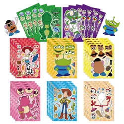 8/16Sheets Disney Toy Story Puzzle Stickers Game Make a Face DIY Assemble Jigsaw Toys For Boys Girls Kids Educational Party Gift