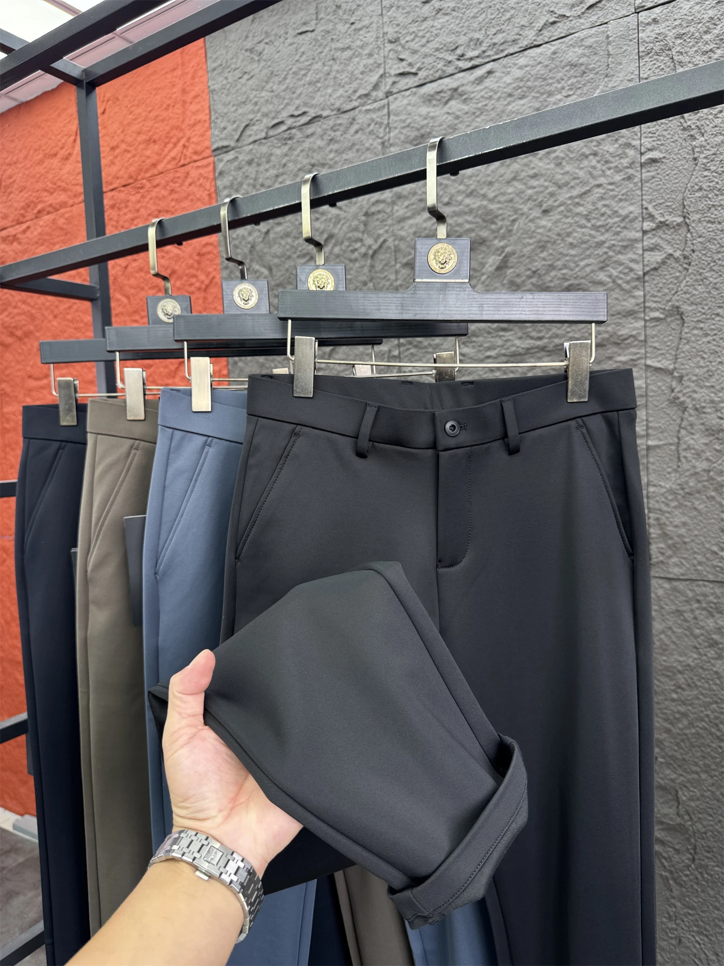 Svip Men's Thickened Silk Straight Leg Pants Comfortable Autumn Winter Warm Fitting Casual Trousers 3D Tailoring Pure Color