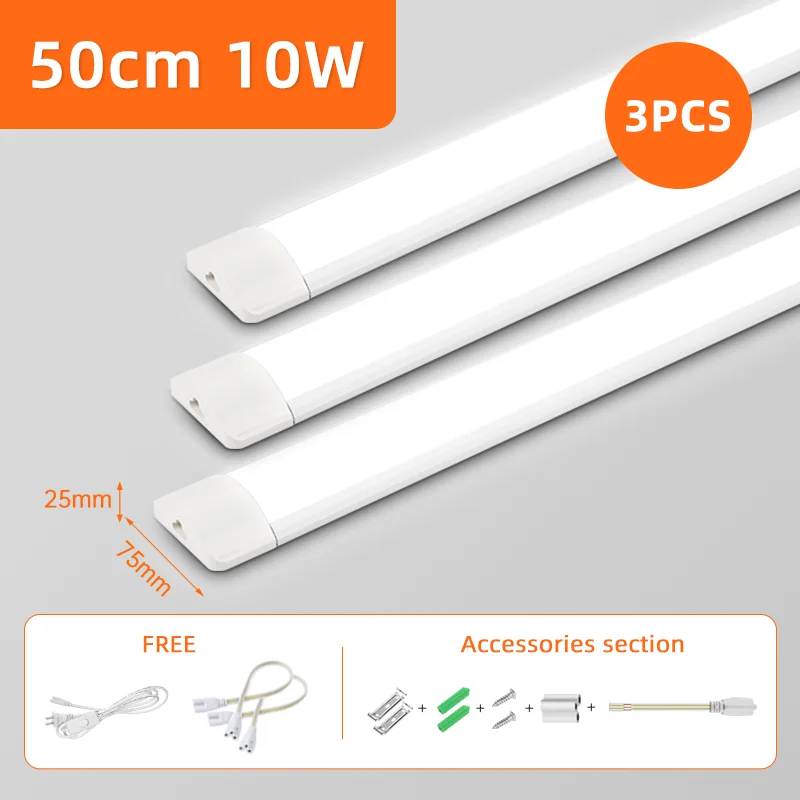 LED Light Cabinet With 1.8M Switch 0.3M/0.5M Kitchen Tube Lamp 10W/20W Super Bright For Home Bedroom Light Under kitchen Cabinet