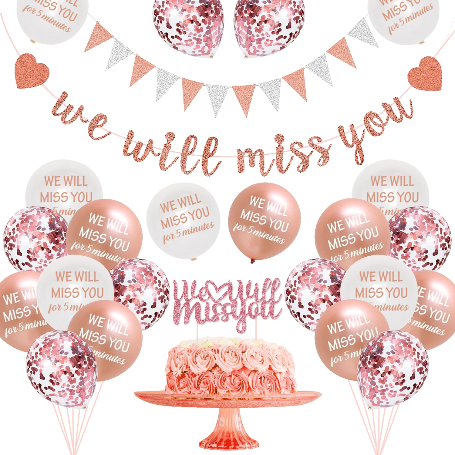 

We Will Miss You Farewell Party Decoration Rose Gold We Will Miss You Banner Balloon Set Retirement Going Away Party Supplies