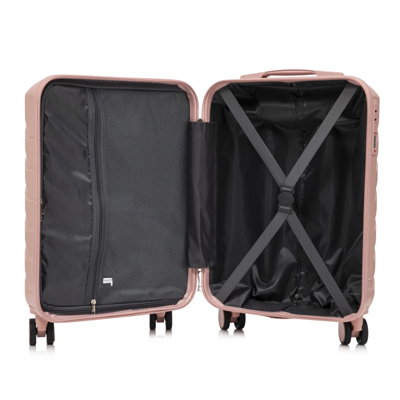 Fotografia 9: Conjunto de malas de viagem ABS de 14/19 polegadas com 2 peças, com fechadura numérica e nécessaire de 14 polegadas (Rosa)