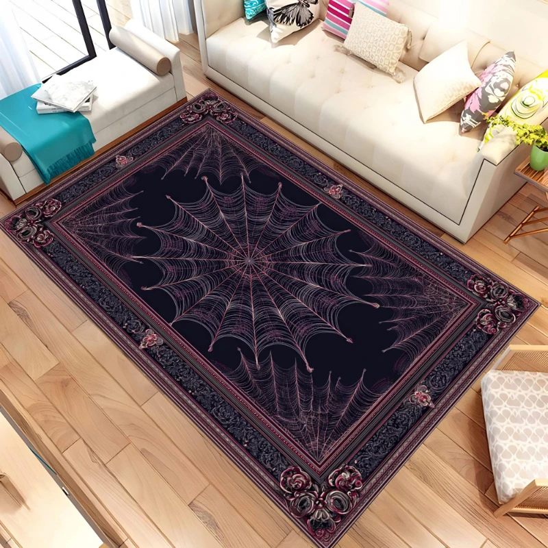 Gothic Spider Web Rose Graphics Rug Living Room Sofa Bedroom Bedside Dining Entry Door Mat Gift