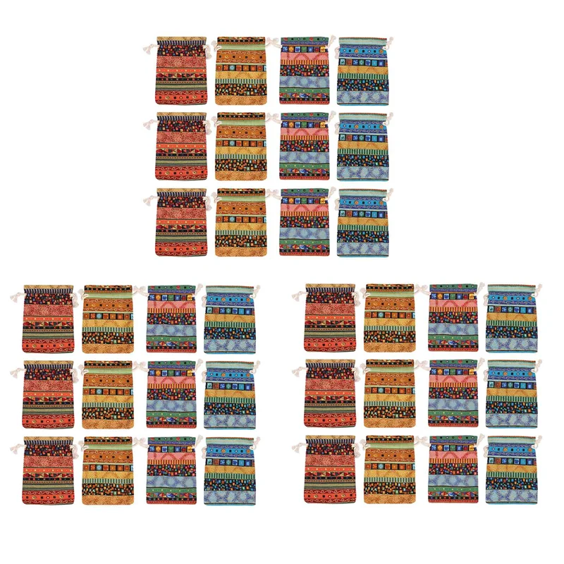 

36 шт., ювелирные изделия в египетском стиле, мешочек для монет с принтом, подарочная сумка на шнурке, хлопковый саше, дорожный кошелек для конфет, этнический