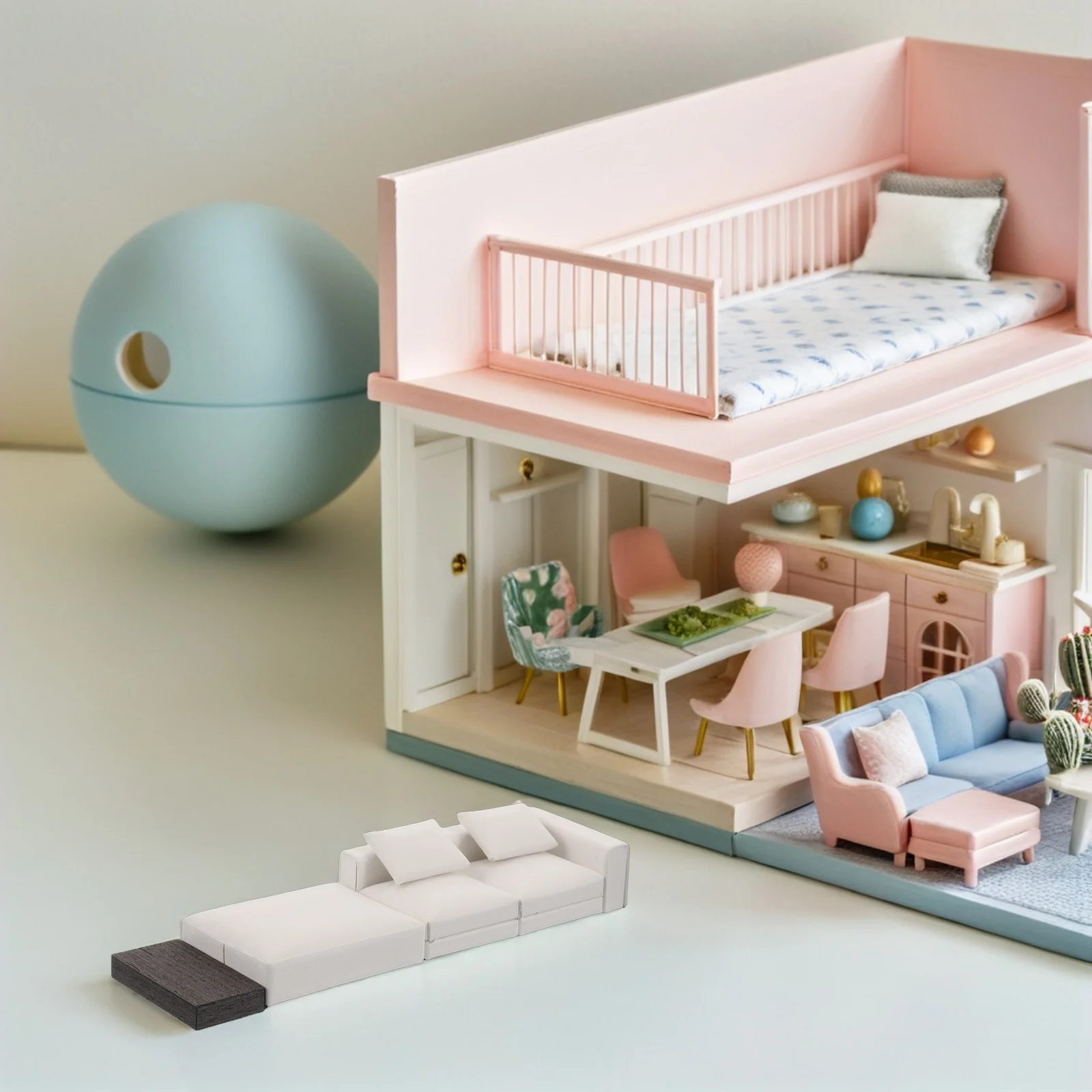 1:20 Scale Miniature Sofa Set For Dollhouse Living Room Furniture Decoration Mini Couch Artificial House Scene Ornament