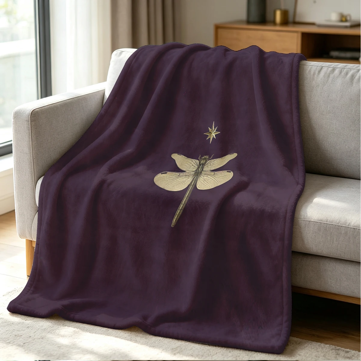Star & Dragonfly Blanket Soft Cozy Throw for Sofa Bed Festive Holiday Decor Gift for Kids and Adults,Lightweight and Warm