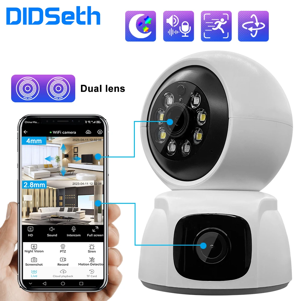 DIDSeth 4MP Ip Video Surveillance Camera Dual Lens Mini Camera Indoor Security Mini Cameras Wifi CCTV Surveillance Camera