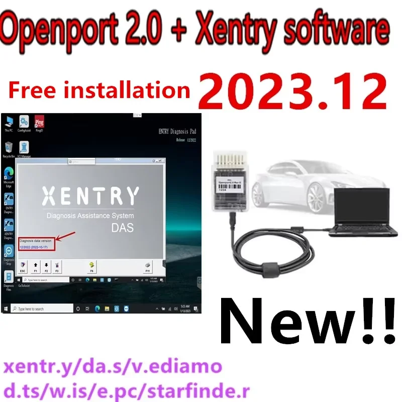 Xentry 2023.12 Diagnostic Software with Tactrix Openport 2.0 ECU Chip Tuning Tool OBD 2 OBD2 Scanner Tool Xentry Software Insta