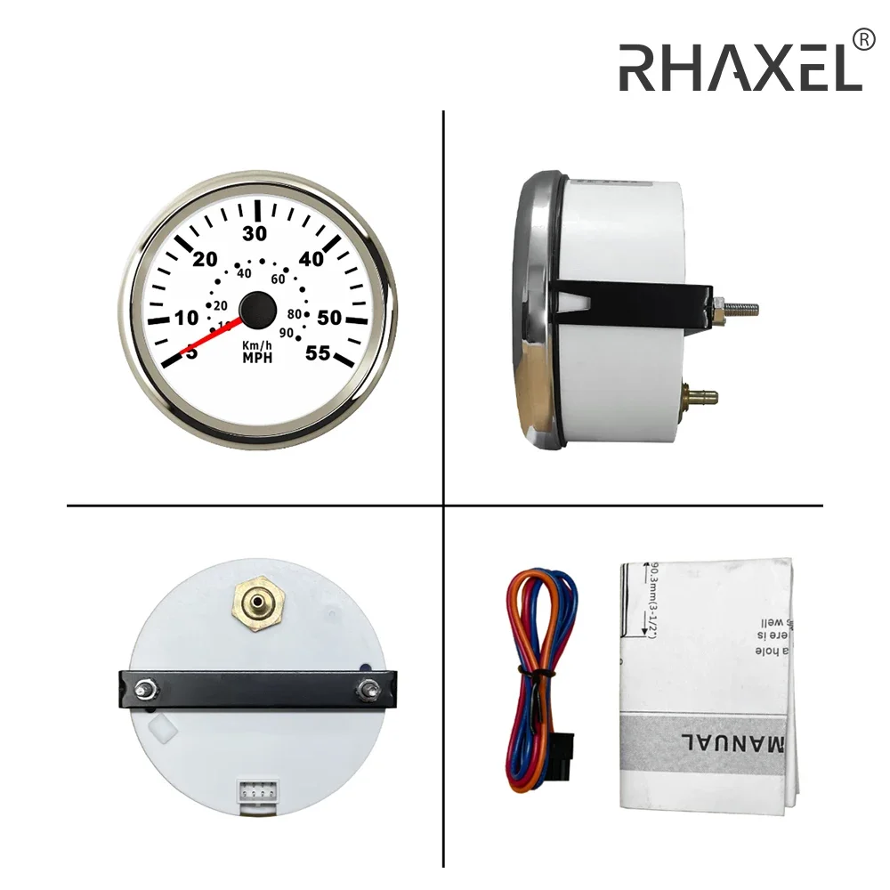 

RHAXEL 85mm Speedometer Speed Gauge Marine Pressure Pitot Tube Pressure Signals 0-35MPH 0-55MPH 0-65MPH for Truck Boat