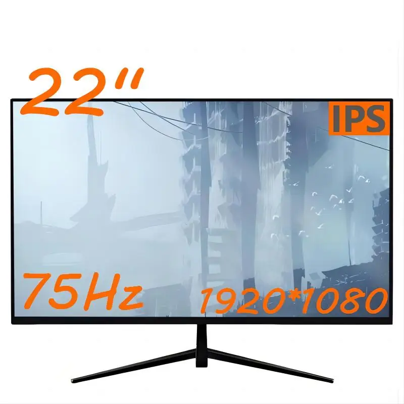 CHUBAN 22 inch computer monitor, office game IPS display, straight face 1080P 75Hz HDMI compatible VGA power supplyDC 1920*1080