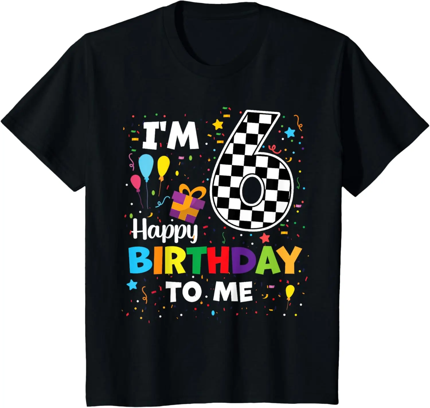 Kids Happy 6th Birthday Racing Car Theme 6 Years Old Boy Racecar T-Shirt