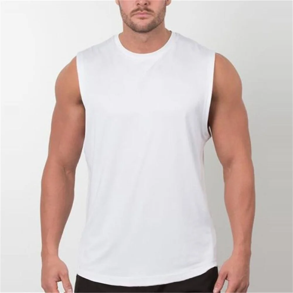 Men\'s Fitness Sleeveless Tank Top Tshirt O-neck Pactwork Casual T shirts for Men New Spring Designer Tees Men Clothing