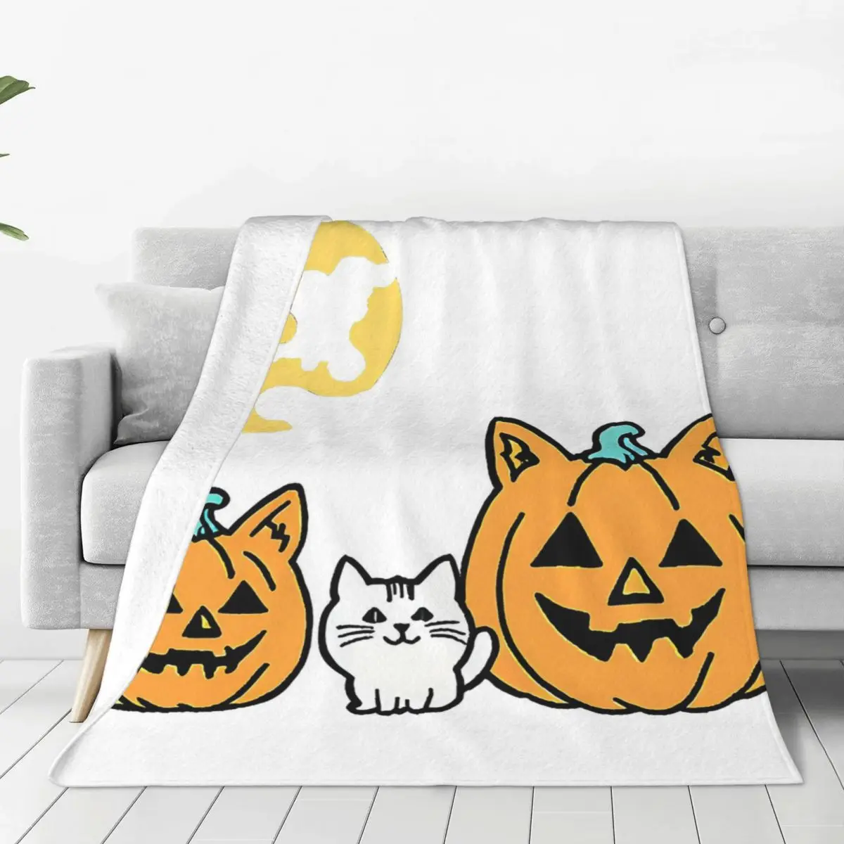 

Spooky Companions Cats And Pumpkins Galore Blankets Flannel Sofa Throw Blankets For Home Bedroom Travel Throws Bedspread Quilt