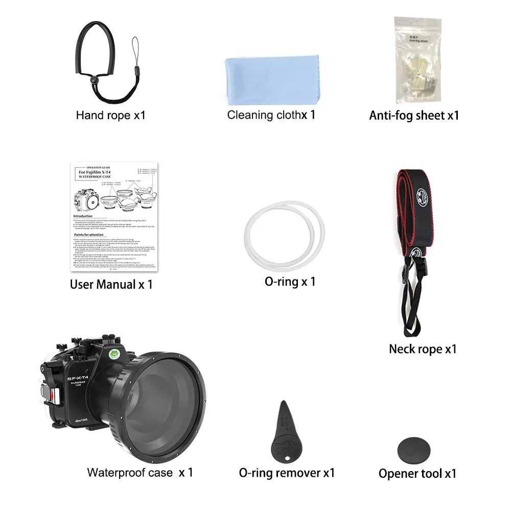 SeaFrogs waterdichte camerabehuizing voor FUJIFILM X-T4 40 m/130ft onderwaterduikbeschermhoes