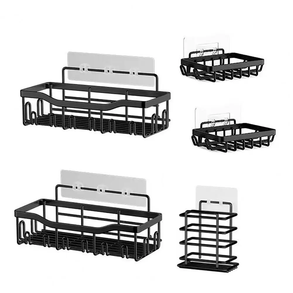 Traceless Bathroom Organizer Self-adhesive Shower Caddy Soap Holders with Strong Load-bearing Storage Racks Easy Installation