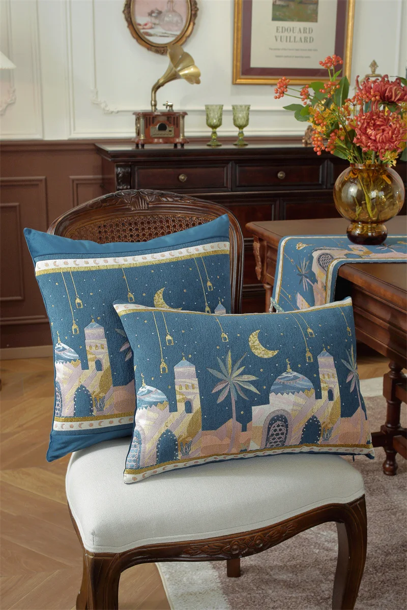 Gewebter Jacquard-Stern-Mond-Schloss-Kamel-Patchwork-Kissenbezug Cojines Wohnzimmer-Sofa-Dekoration Rückenlehnen-Kissenbezüge – Detail 20
