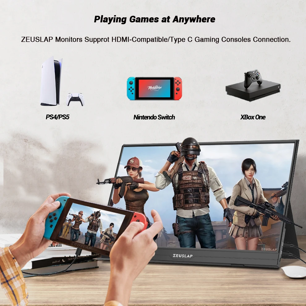 Picture 6: ZEUSLAP Portable Monitor Ultrathin 15.6inch touch/non touch 1080P FHD HDR IPS USB-C for laptop phone xbox cctv camera PS4 PS5