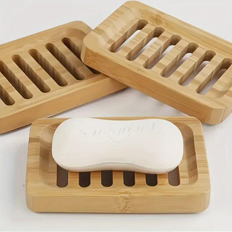 Bandeja de caja de bambú de madera para evitar el drenaje del moho, caja de jabón, platos de bambú Natural, soporte para jabón de baño, contenedor, herramientas para baño