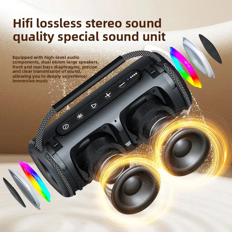 جديد سماعة لاسلكية تعمل بالبلوتوث المتكلم في الهواء الطلق مقاوم للماء مضخم صوت محمول زائد الوزن مع ستيريو ضوء RGB ستيريو محمول