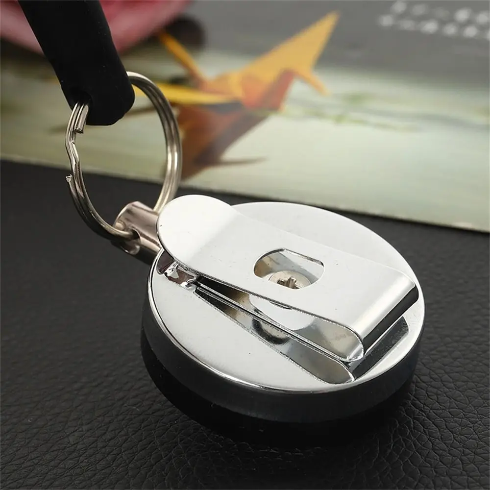 Heavy Duty Retractable Pen Pull Holder Stainless Steel Key Ring Chain Pencils Anti Lost Rope Silicone Belt Clip Outdoor Camping