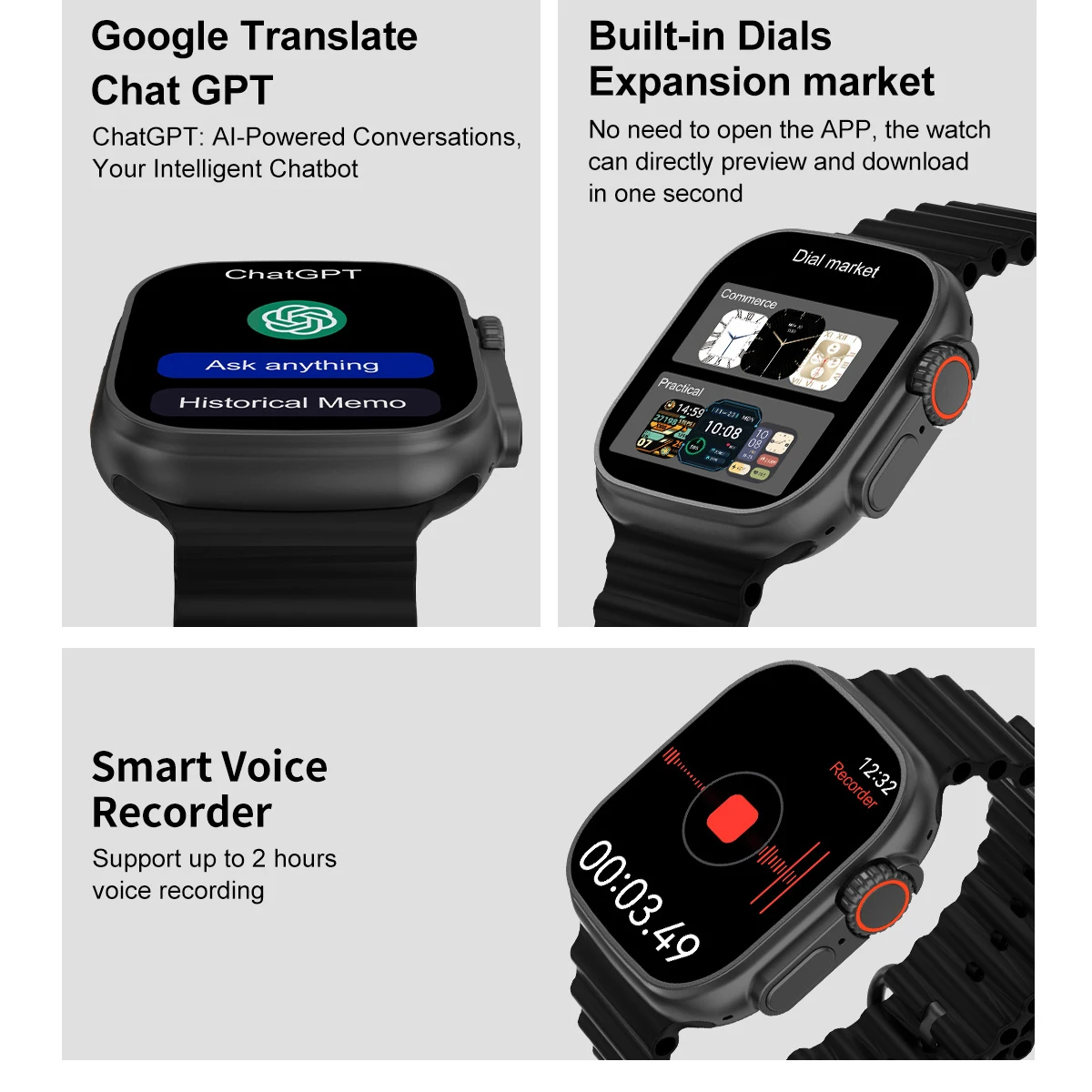 Relojes inteligentes con asistente de voz AI de 2,04 pulgadas, nueva aplicación 2025, descarga de red, compartir llamadas Bluetooth, seguimiento GPS, reloj inteligente NFC para hombres