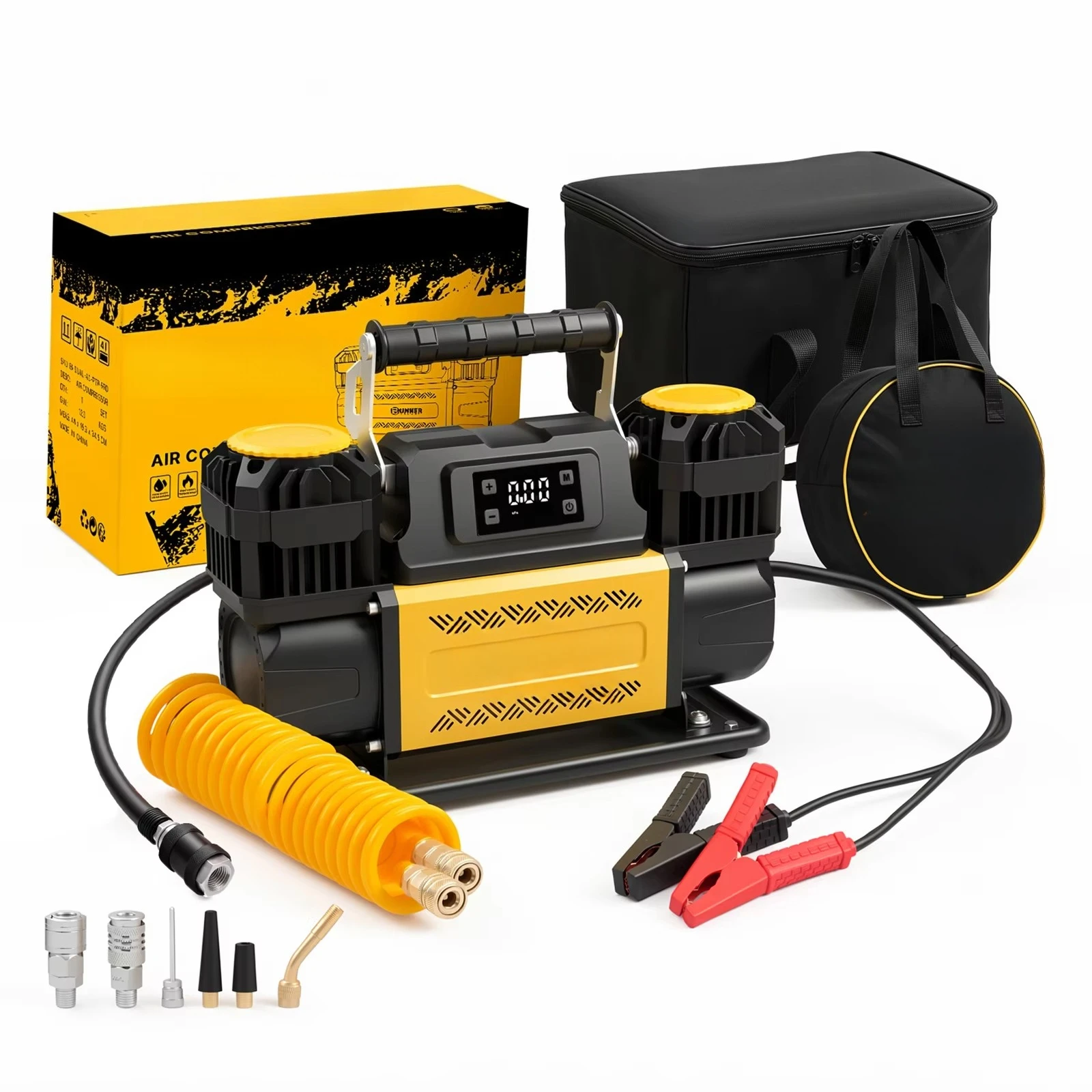 Tire Inflator Dual Cylinder - Compresseur d'air portable 12V à double