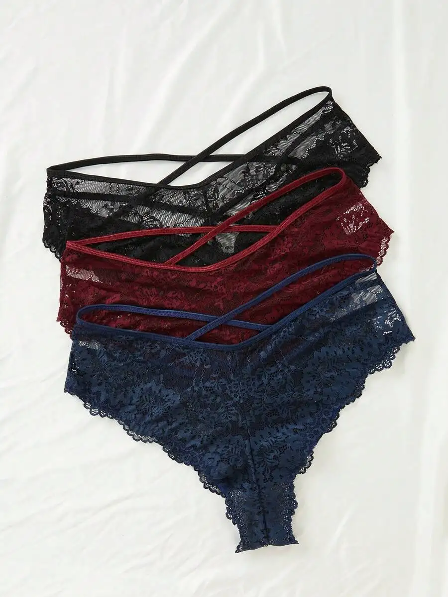 

3 Pack Crisscross Lace Panties Women Lingerie Underwear