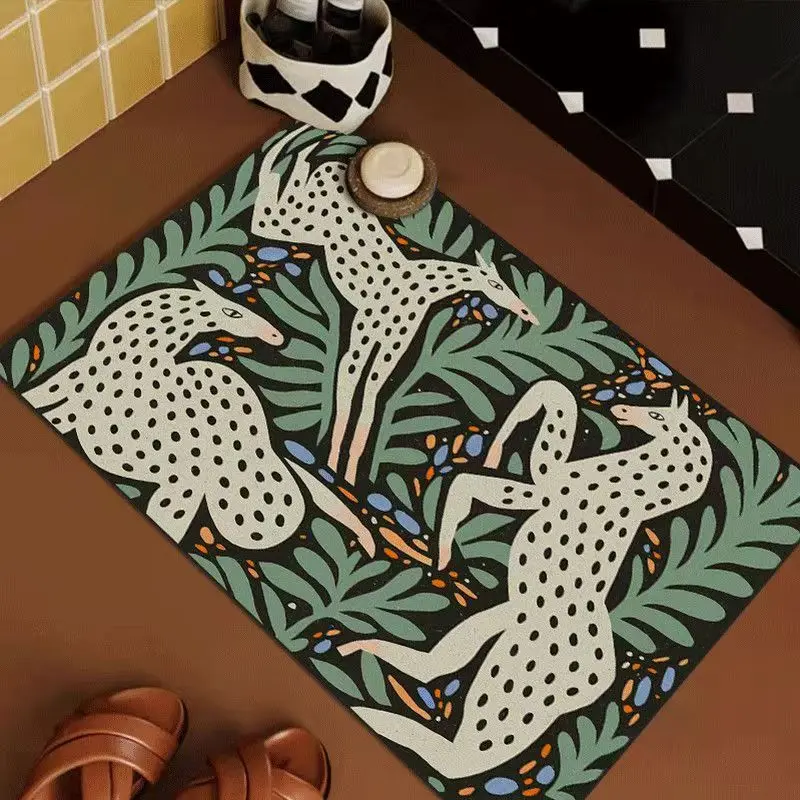 وسادة قدم ناعمة من الطين المشطورة للحمام، مرحاض، باب المرحاض، سجادة مقاومة للانزلاق والأوساخ