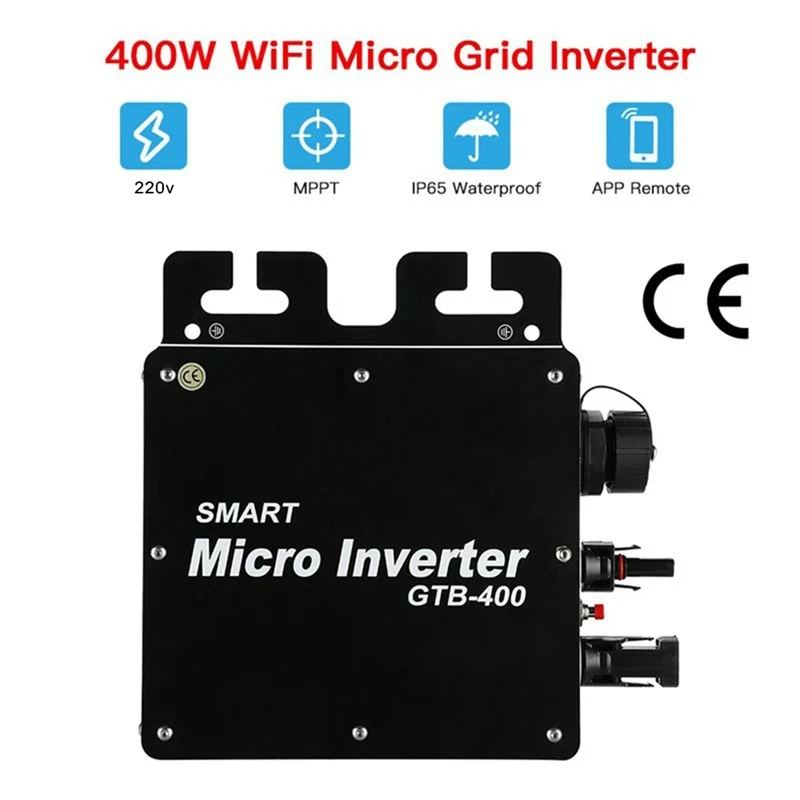 Grid Tie Solar Inverter 400W Intelligent Microinverter 22-50VDC MPPT IP65 Wifi Pure Sine Wave Converter For 110V 220V Durable