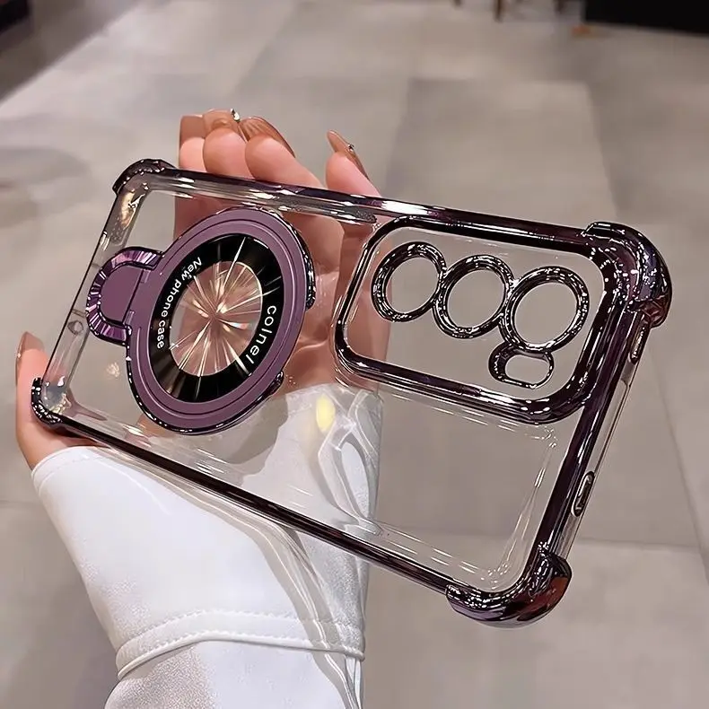 ل انفينيكس الساخن 60 60i 50 برو زائد المضادة للصدمات بلينغ حلقة حامل غطاء واقٍ مزخرف لهاتف آيفون شفاف بولي يوريثان لينة مع حامل #3