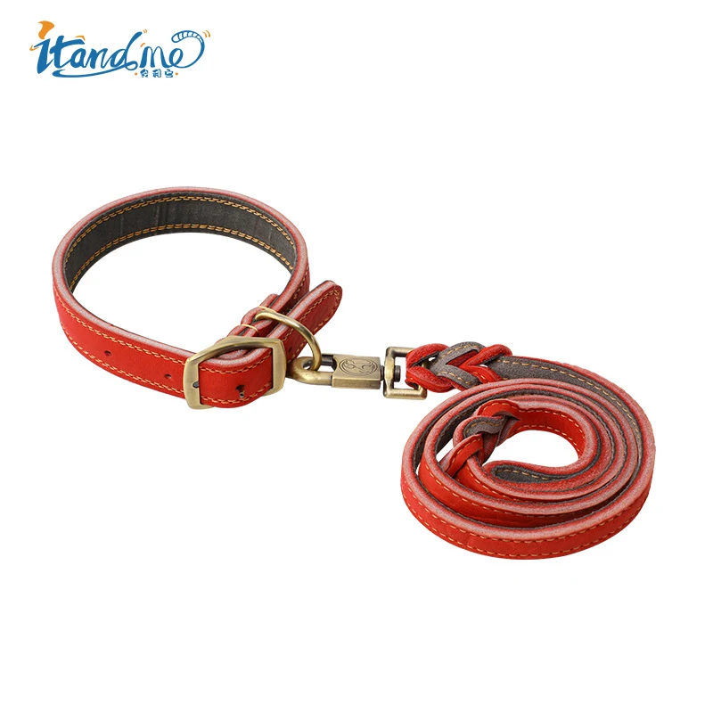 

Leather Dog Leash Collar Set for Dogs Hunting Training Dog Leash Rope Adjustable Dog Collar Leash for Small Medium Large Dogs