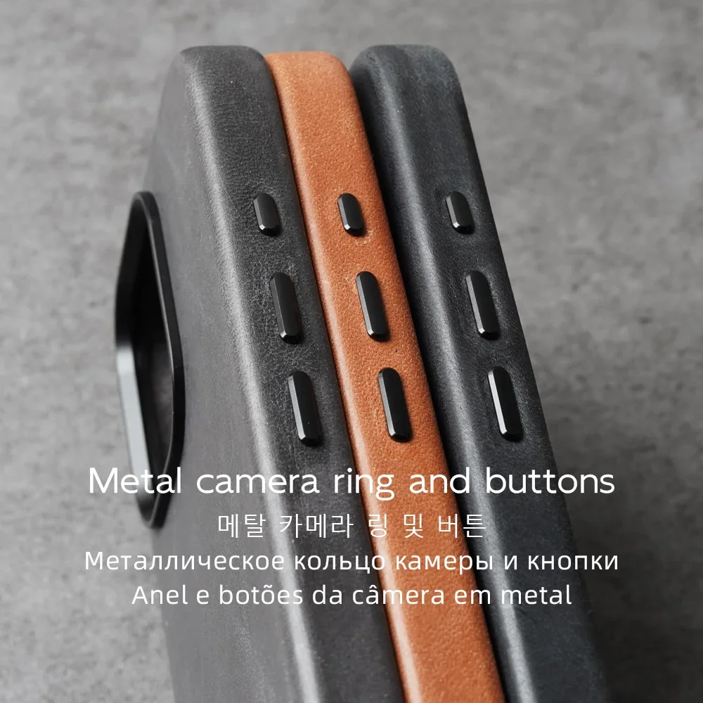 YMW Waxed Genuine Leather Case for iPhone 16 Pro Max 15 14 Magnetic Vegetable Tanned Cowhide Phone Cover