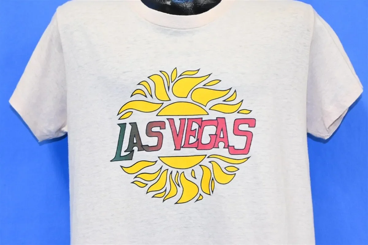 70s Las Vegas Nevada Sunset Rainbow Travel Tourist Souvenir T Shirt Large
