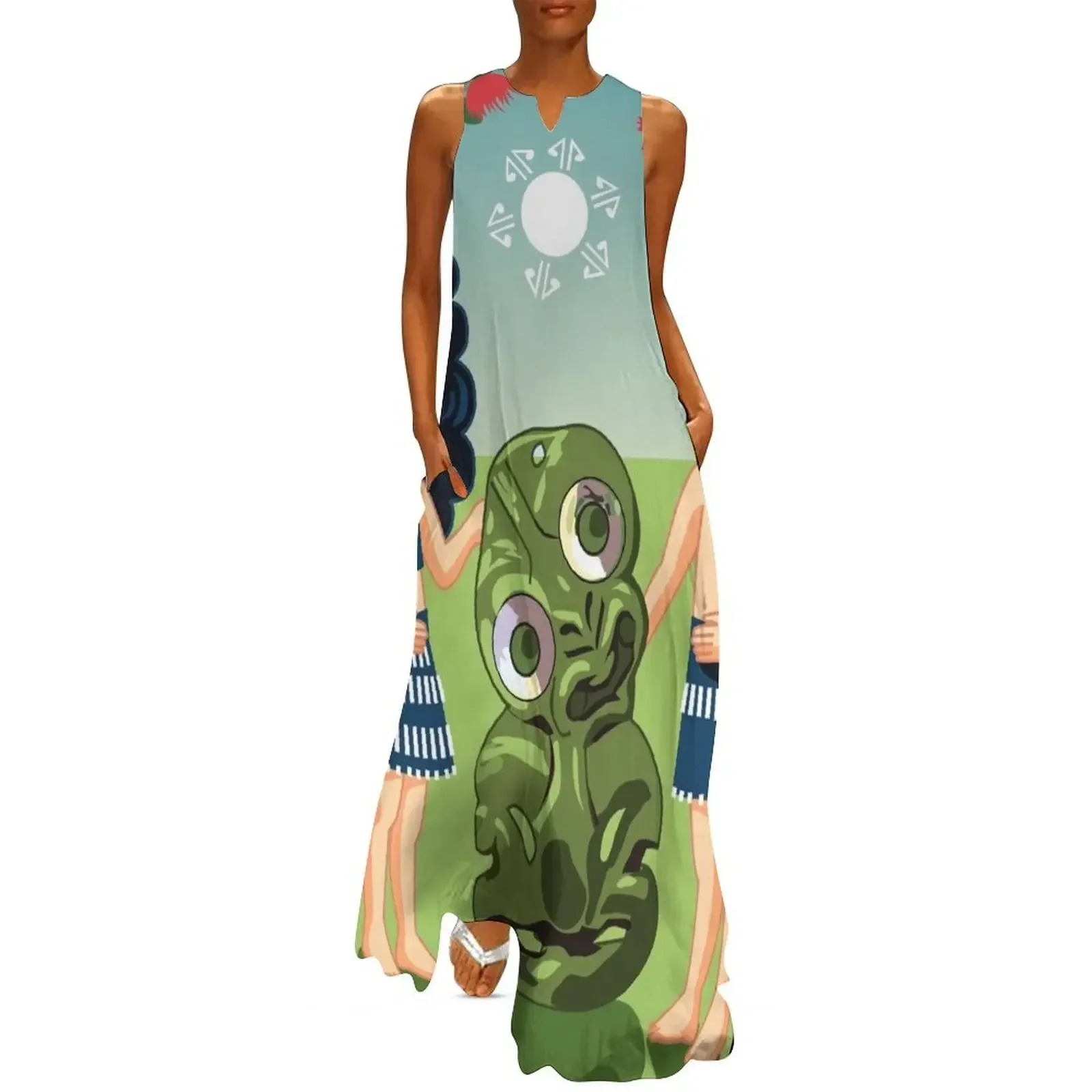 

Poi, Haka and Friendly Tiki Long Dress Dress for girls Womens dresses Female dress Women's summer