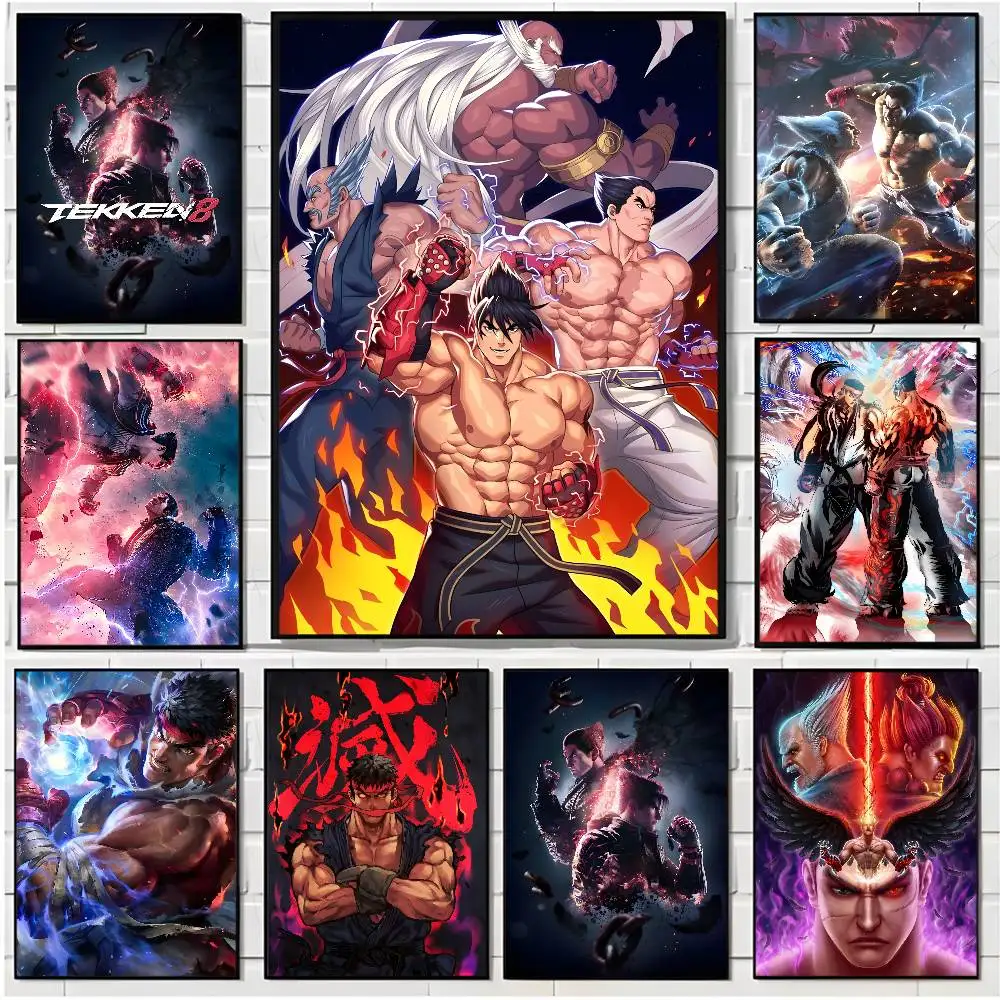 

T-Tekken 8 Heihachi Game Anime Poster HD art poster for home living room bar office decoration sticky, waterproof
