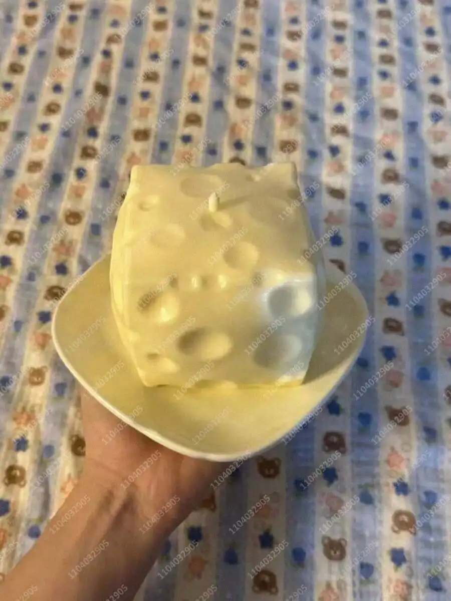 Jumbo Cheese Cube Stress Ball - Big Shapeable Squeeze Ball Non-Bounce Fidget Toy ASMR Sensory Anti-Stress